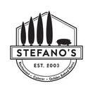 Stefano's restaurant logo with trees, pig, and text: 