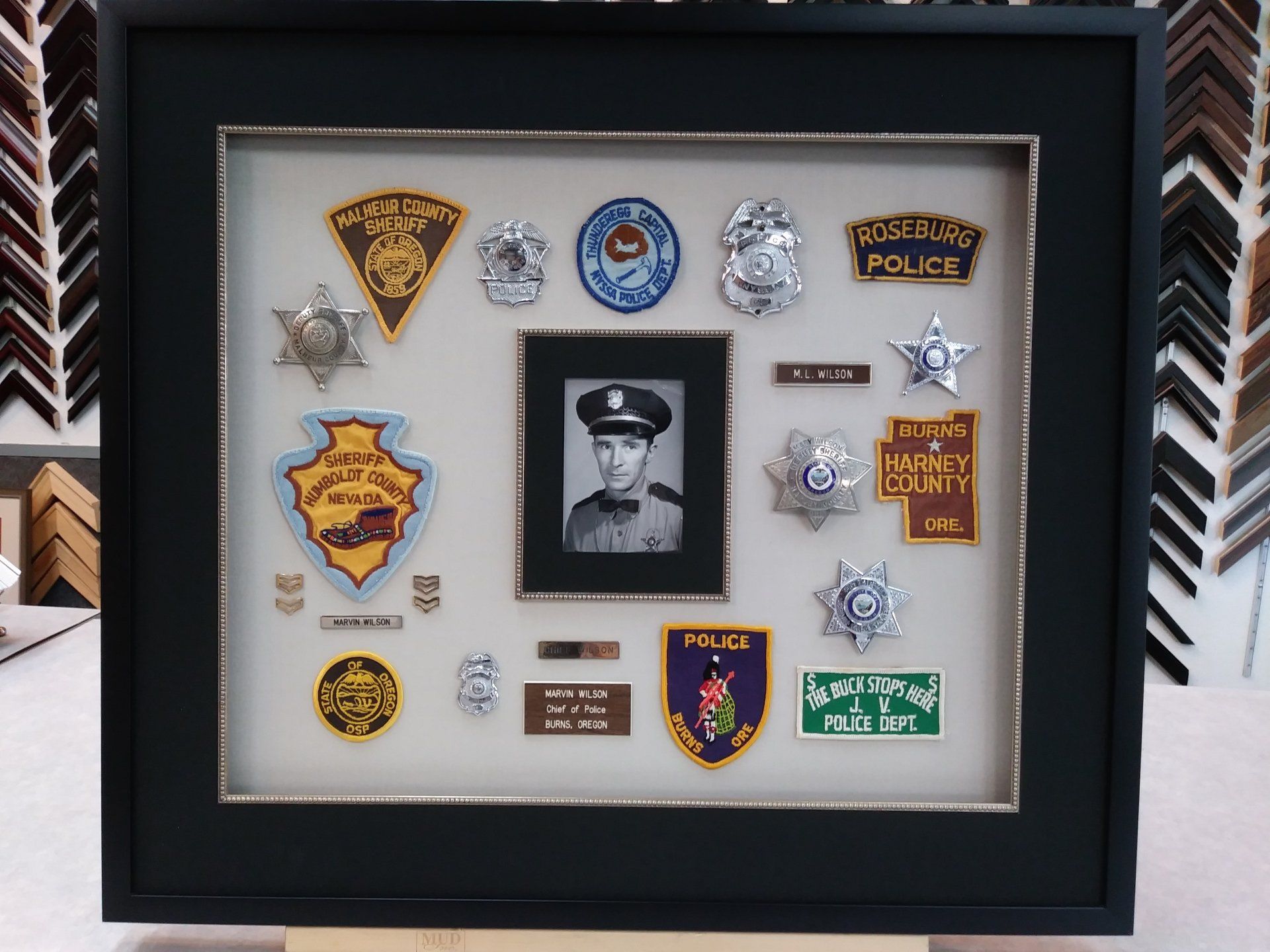 Police Badges Shadow Box Memory of Dad