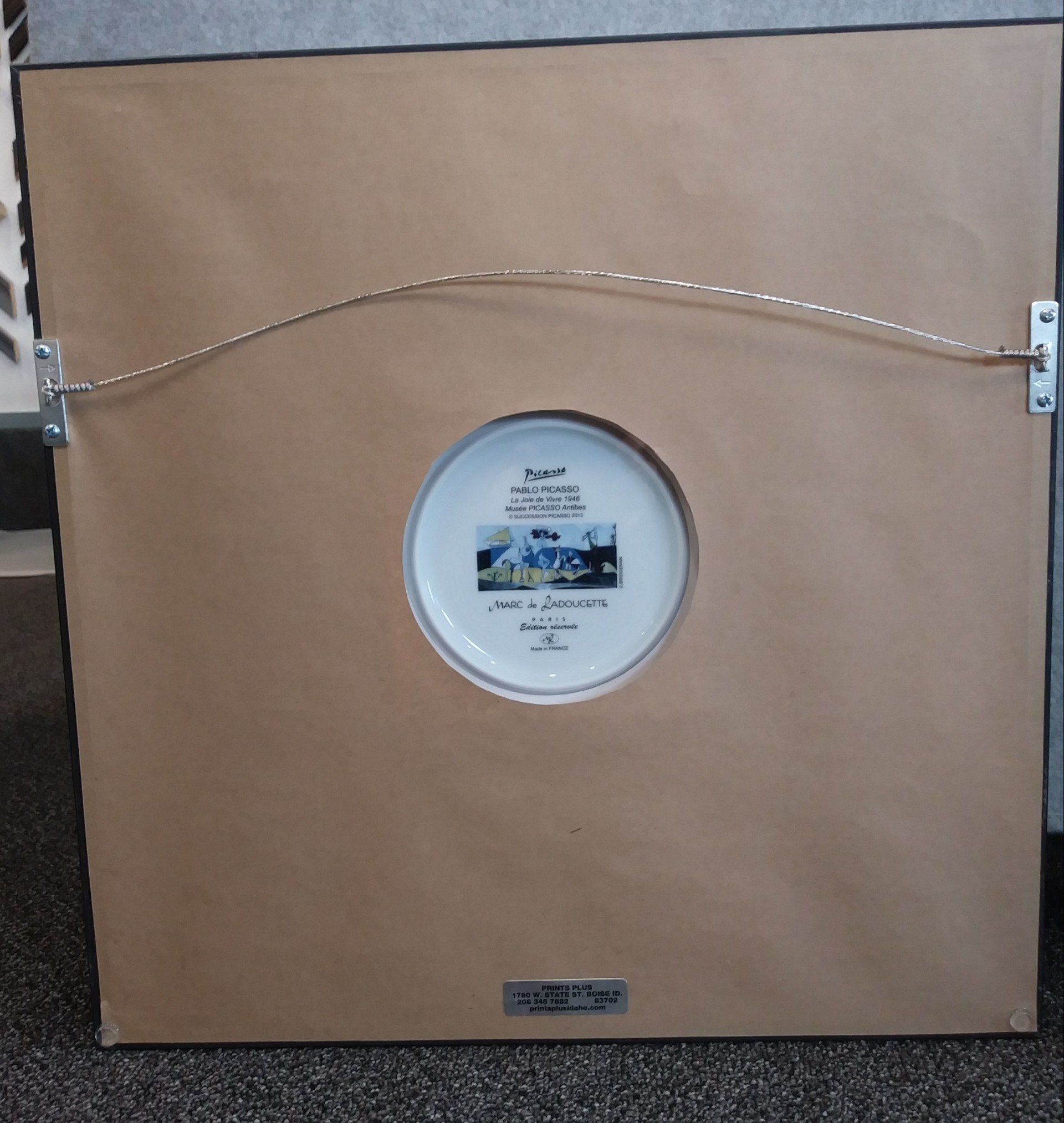 Back of Framed Plate