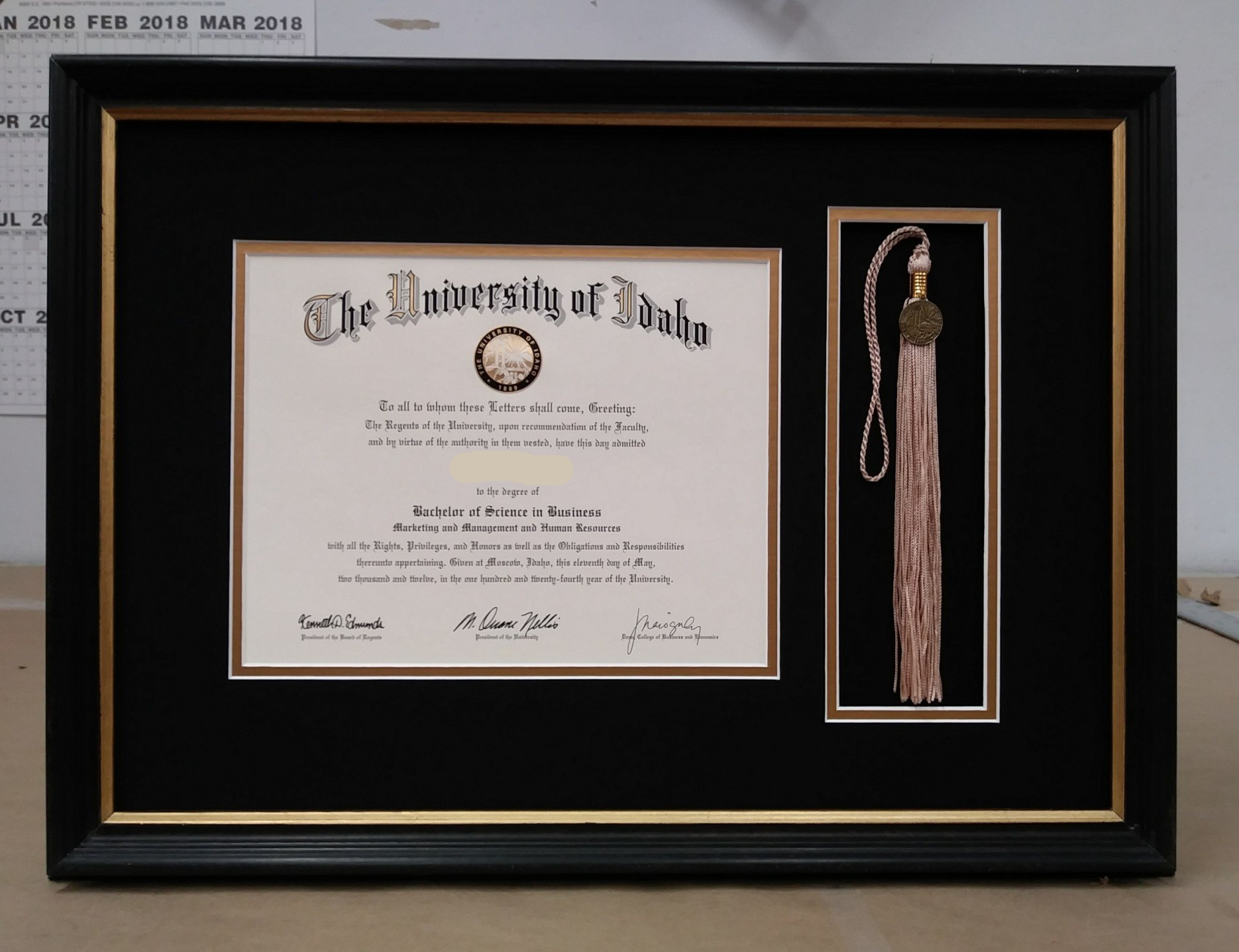 Framed Diploma with Tassle