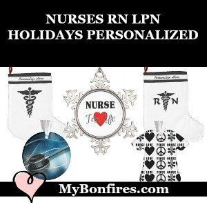 Christmas Ornaments and Christmas Stockings Personalized For RN LPN Nurses