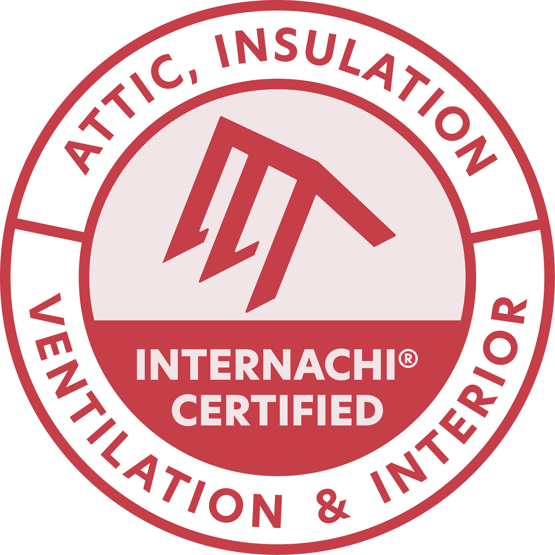 A red and white logo for attic insulation and ventilation