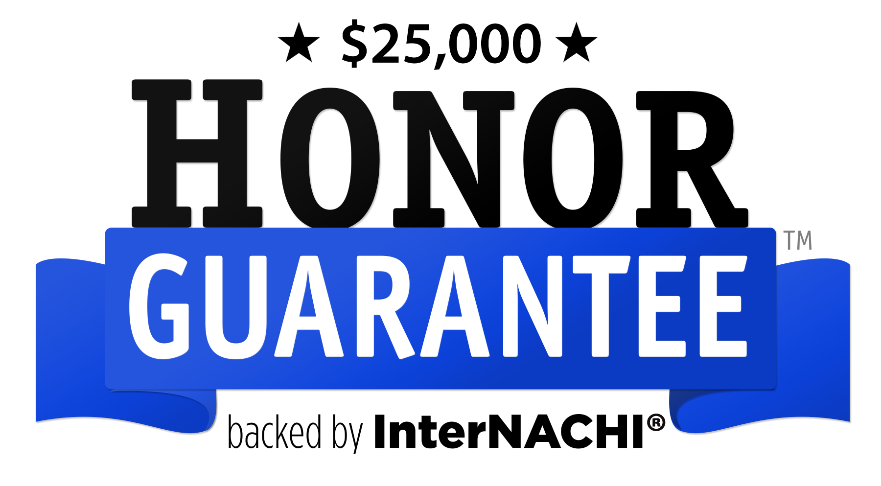 A blue banner with the words honor guarantee on it