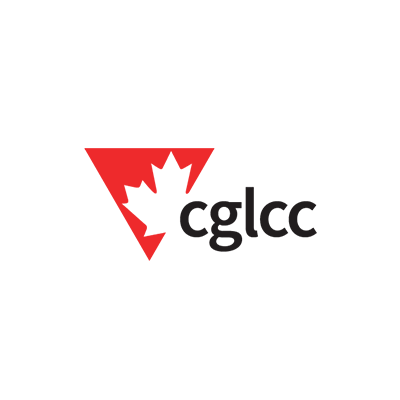 The logo for cglcc is a red triangle with a maple leaf on it.