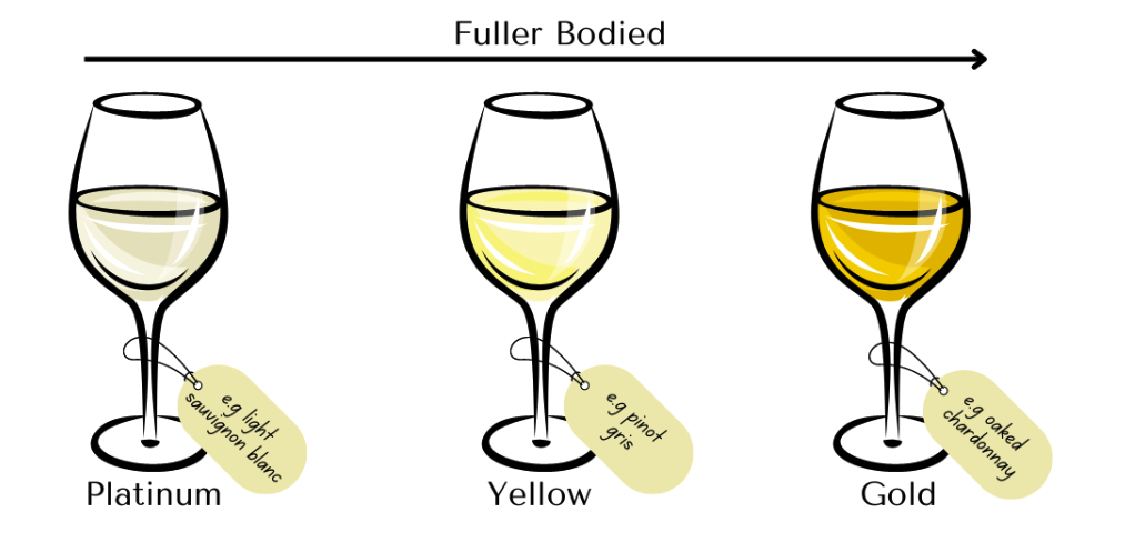 A drawing of three wine glasses with different levels of alcohol