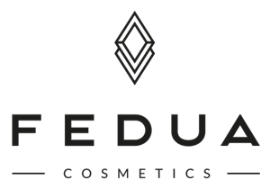 A black and white logo for a company called fedua cosmetics