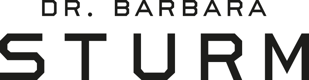 A black and white logo for dr. barbara sturm