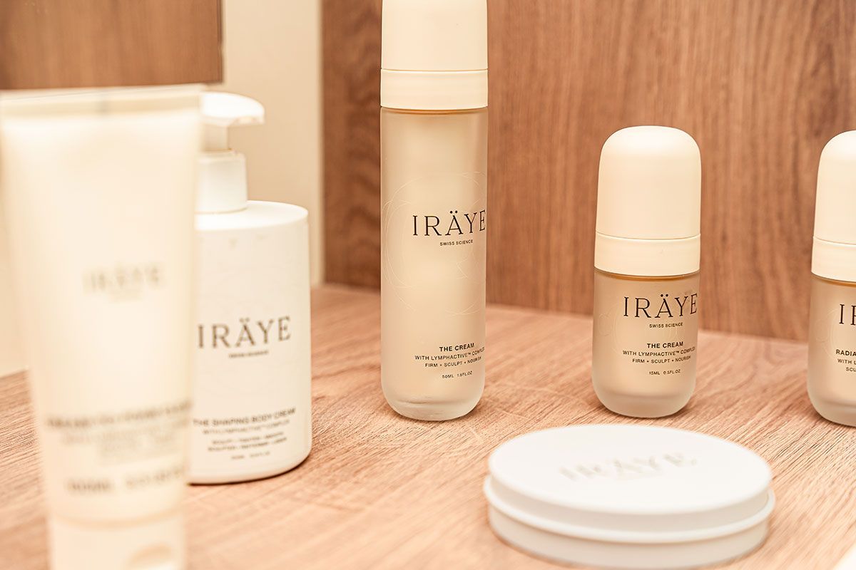 Discover IRAYE Swiss skincare products boosting lymphatic function at Casa Cipriani Milano spa in a relaxing setting.
