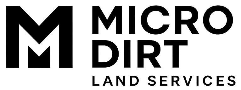 Logo for Micro Dirt Land Services: a large M, with 