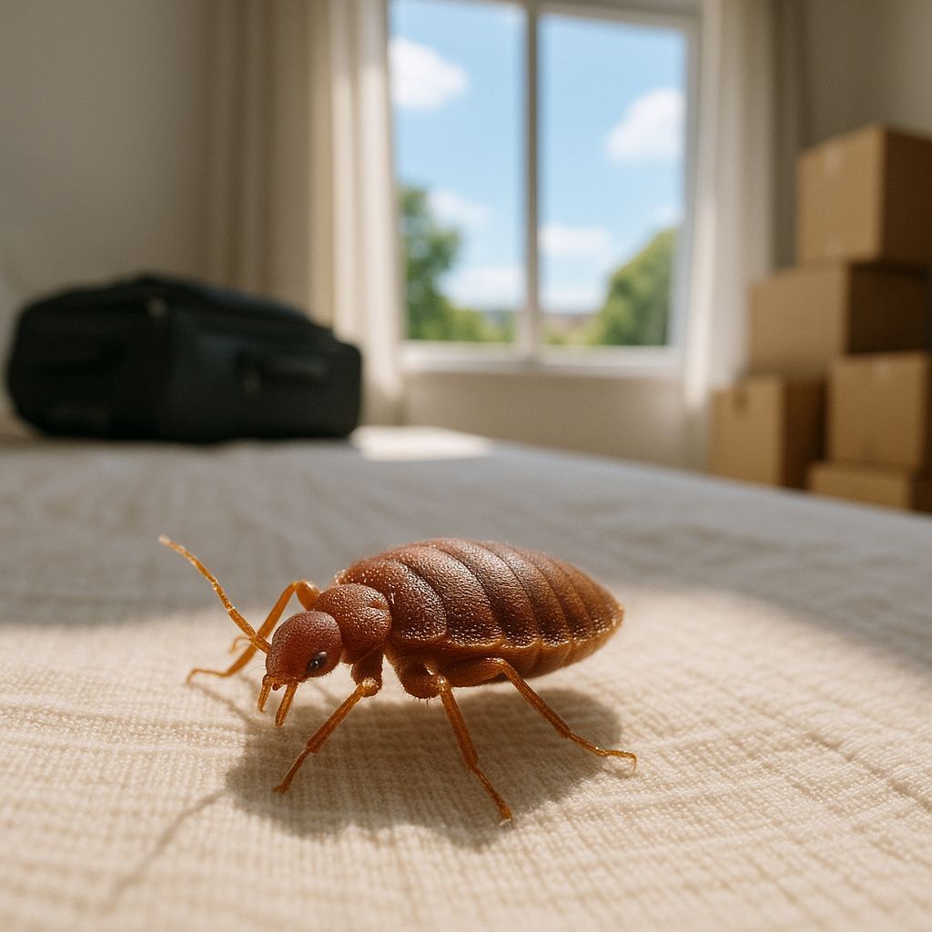 punaise de lit sur un matelas devant une fenêtre