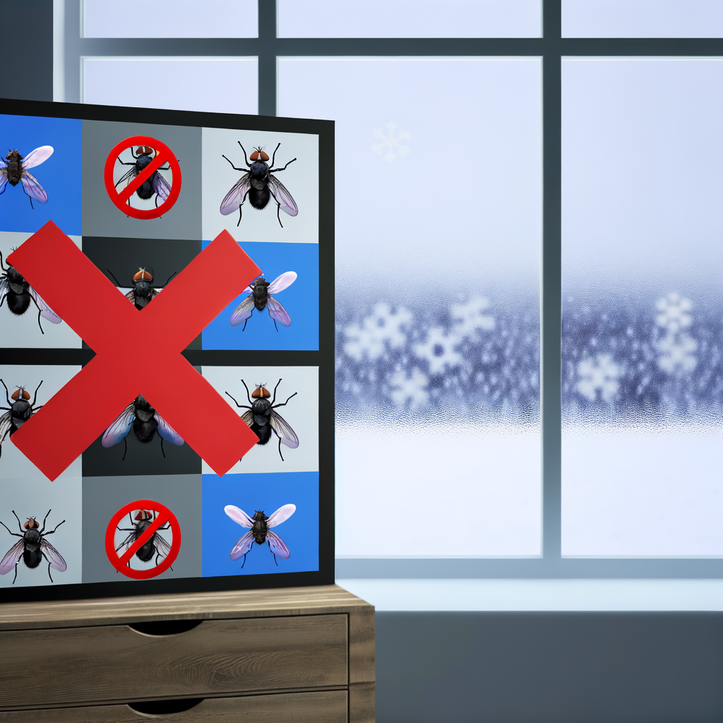 tablette avec des moucherons devant une fenêtre