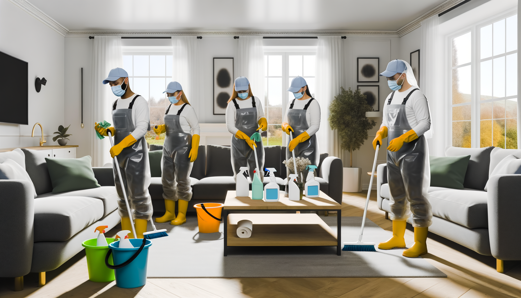 techniciens hygiénistes qui font de la désinfection