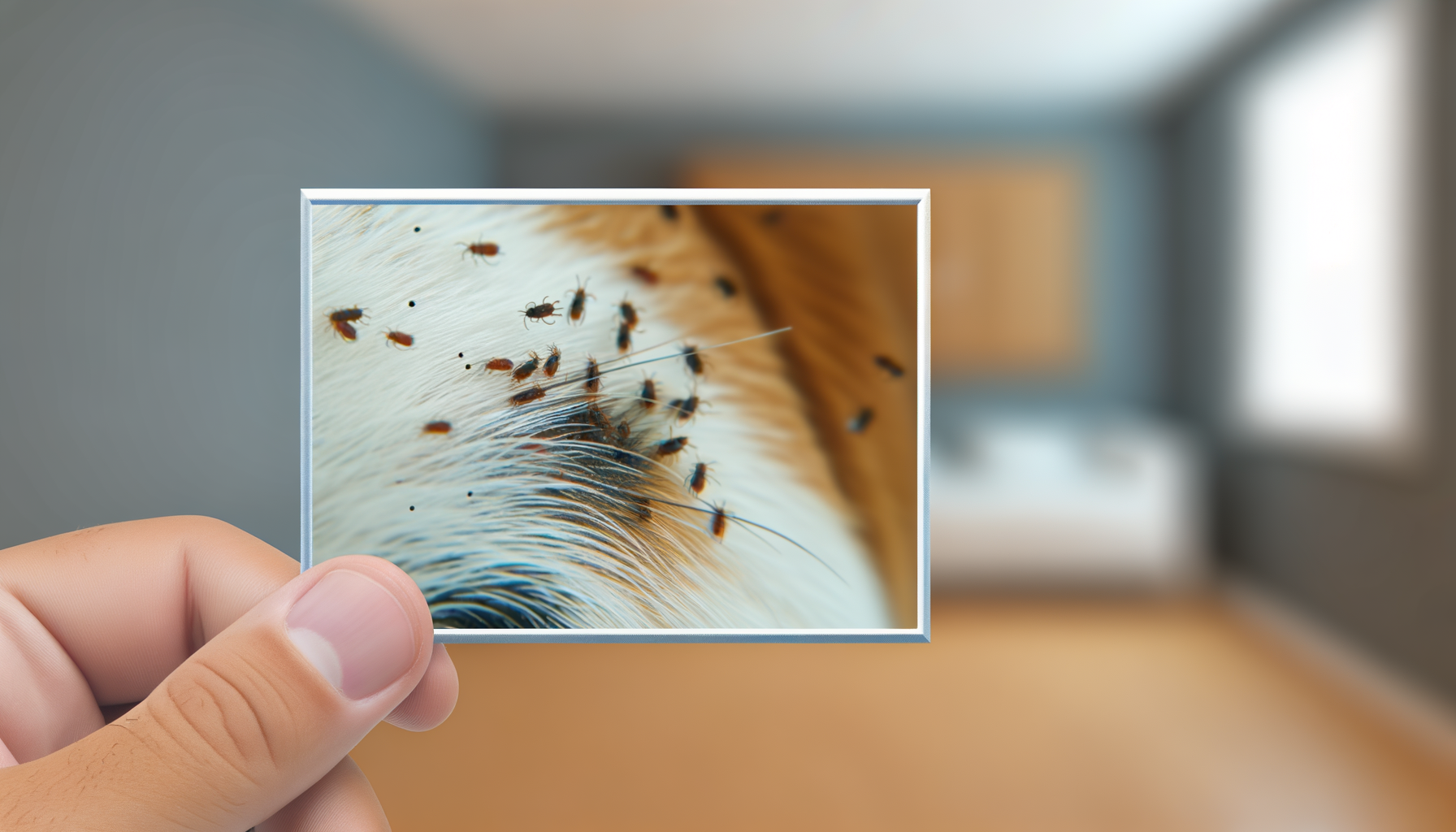 puces sur des poils de chien