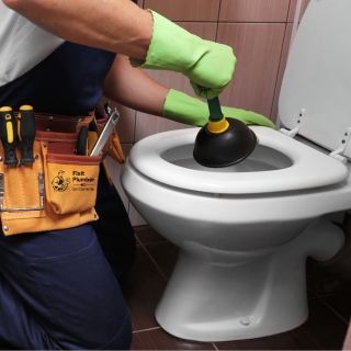 Plumber in San Clemente plunging toilet.