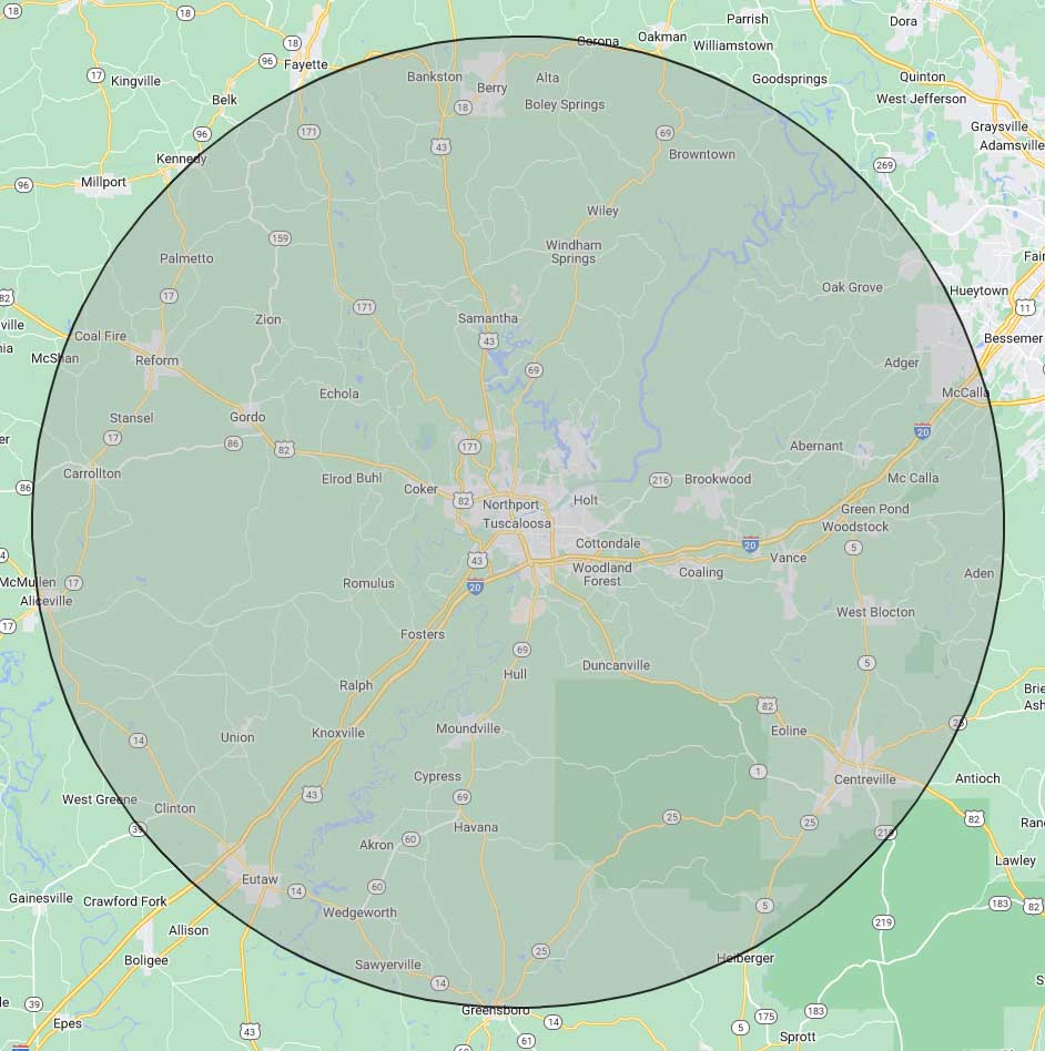 Company service area — Northport, AL — Moody’s Pro Wash Company service area — Northport, AL — Moody’s Pro Wash