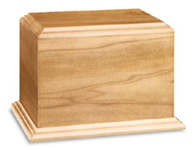 A wooden box with a white base on a white background
