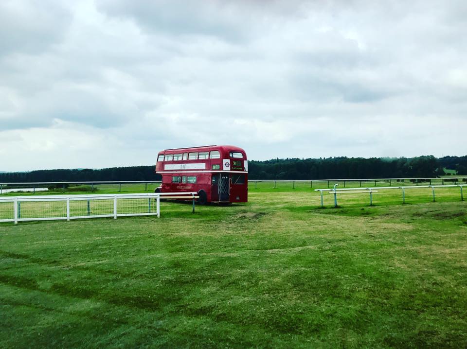 Routemaster mobile bus bar on race course 