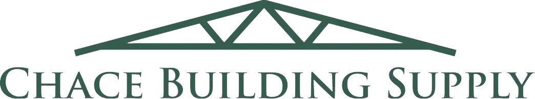 Logo for Chace Building Supply: dark green truss structure above text