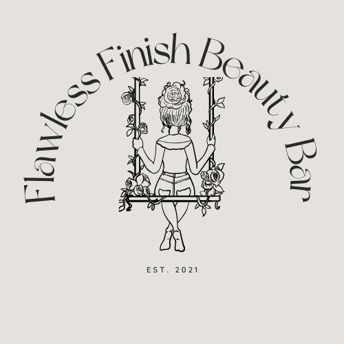 Logo: Woman on a swing with floral accents; text