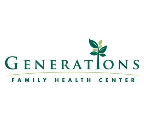 Generations Family Health Center logo with green text, a plant icon, and a horizontal line.