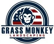 Logo: Angry monkey face with American flag background,