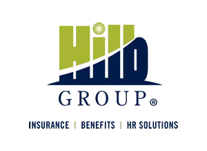 Logo for Gerardi Insurance and Hill Group. The Hill Group's logo is a navy, green and white stylized hill.