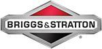 Briggs & Stratton logo: gray diamond shape with red and black inner shapes and the brand name.