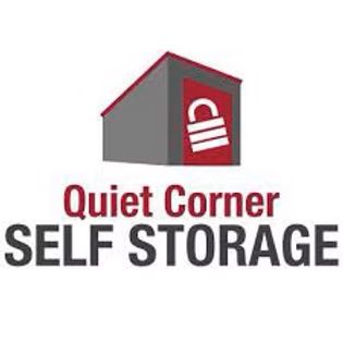 Logo: Gray shed with red door and lock;