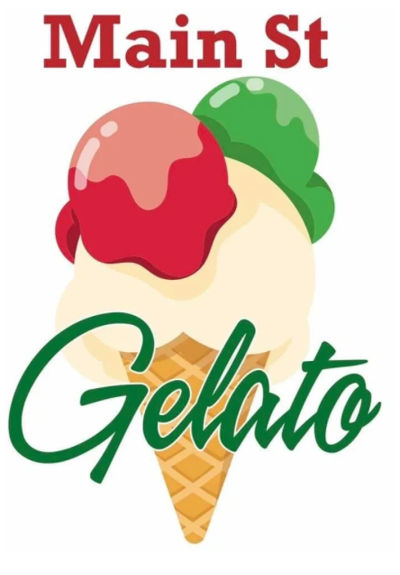 Ice cream display case with various colorful gelato flavors.