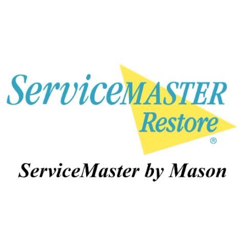 ServiceMaster Restore logo with teal text and a yellow triangle.