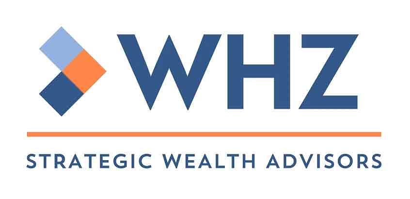 Logo for WHZ Strategic Wealth Advisors with abstract graphic and text.