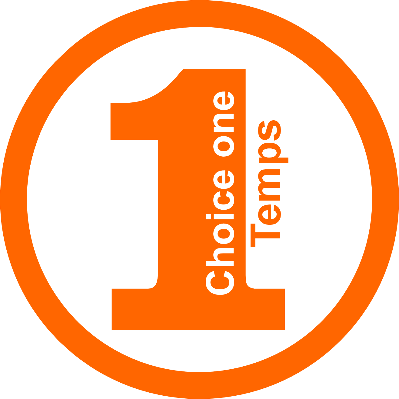 Orange logo with the number 1,