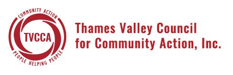 Logo of the Thames Valley Council for Community Action, Inc. A red spiral with the letters