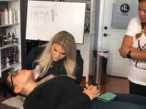 Woman doing fibroblast | Sylmar, CA | Rave Beauty Bar