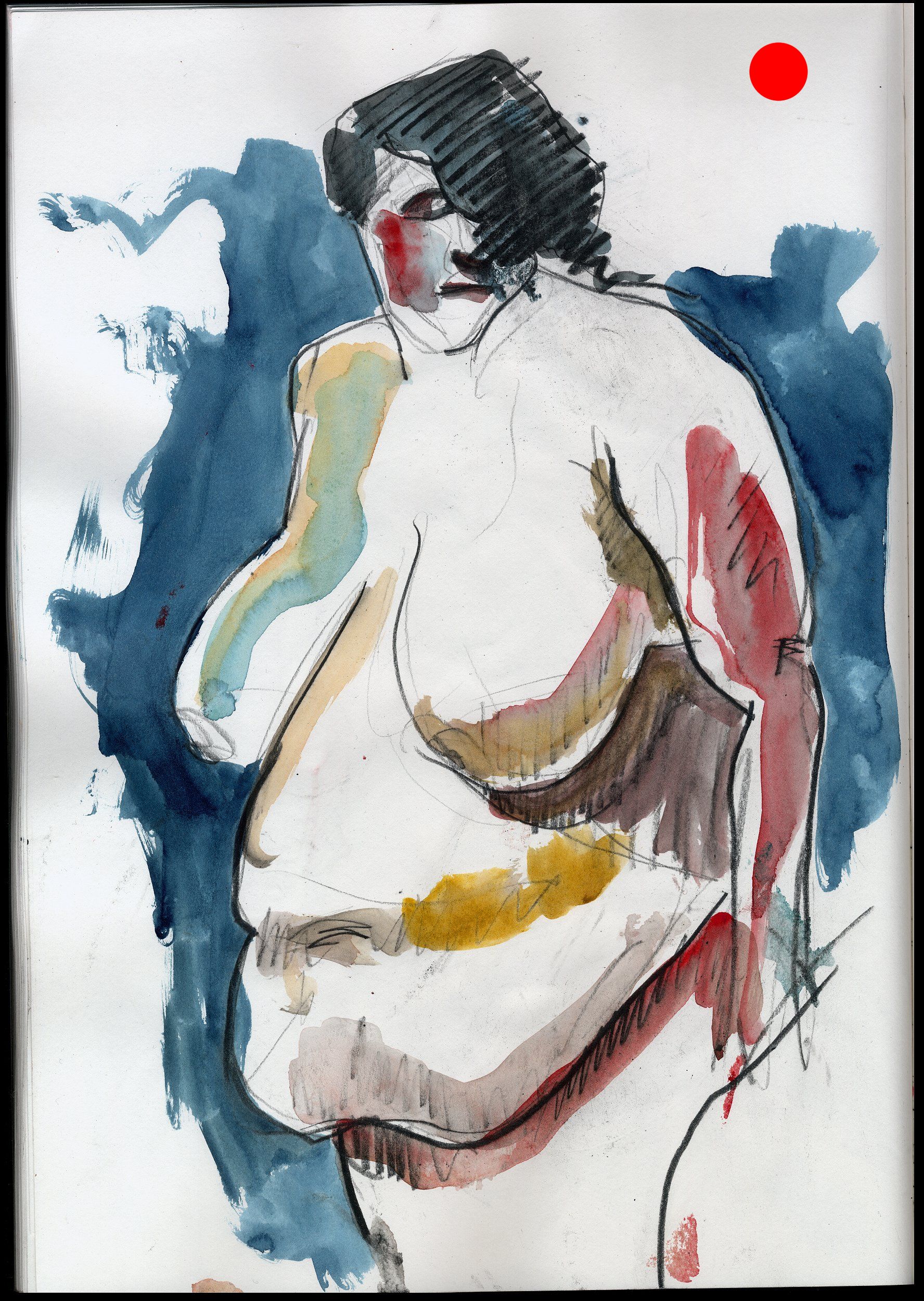 Watercolour nude female