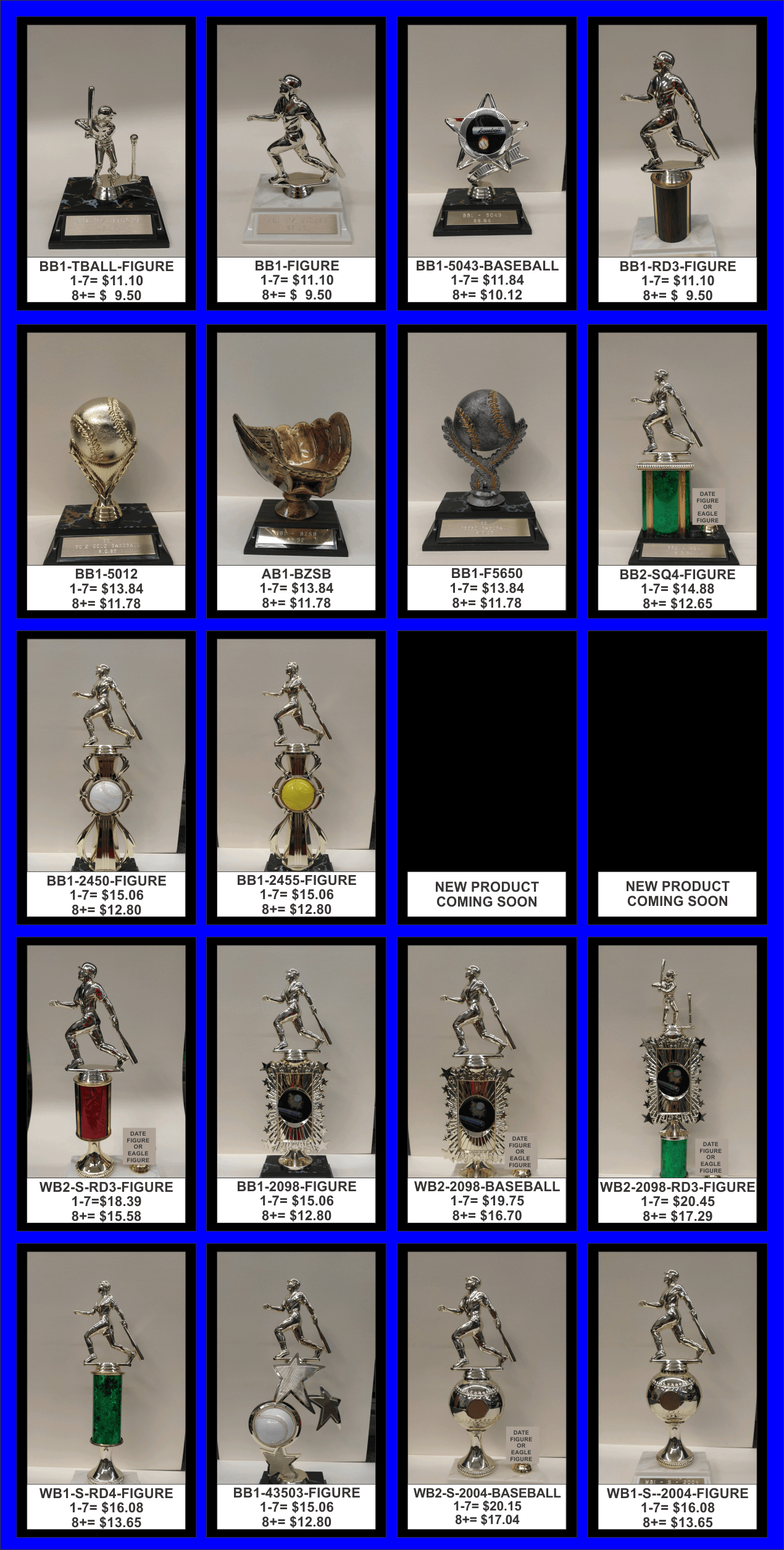 Baseball trophies — Easley, SC — TU Engraving & Awards