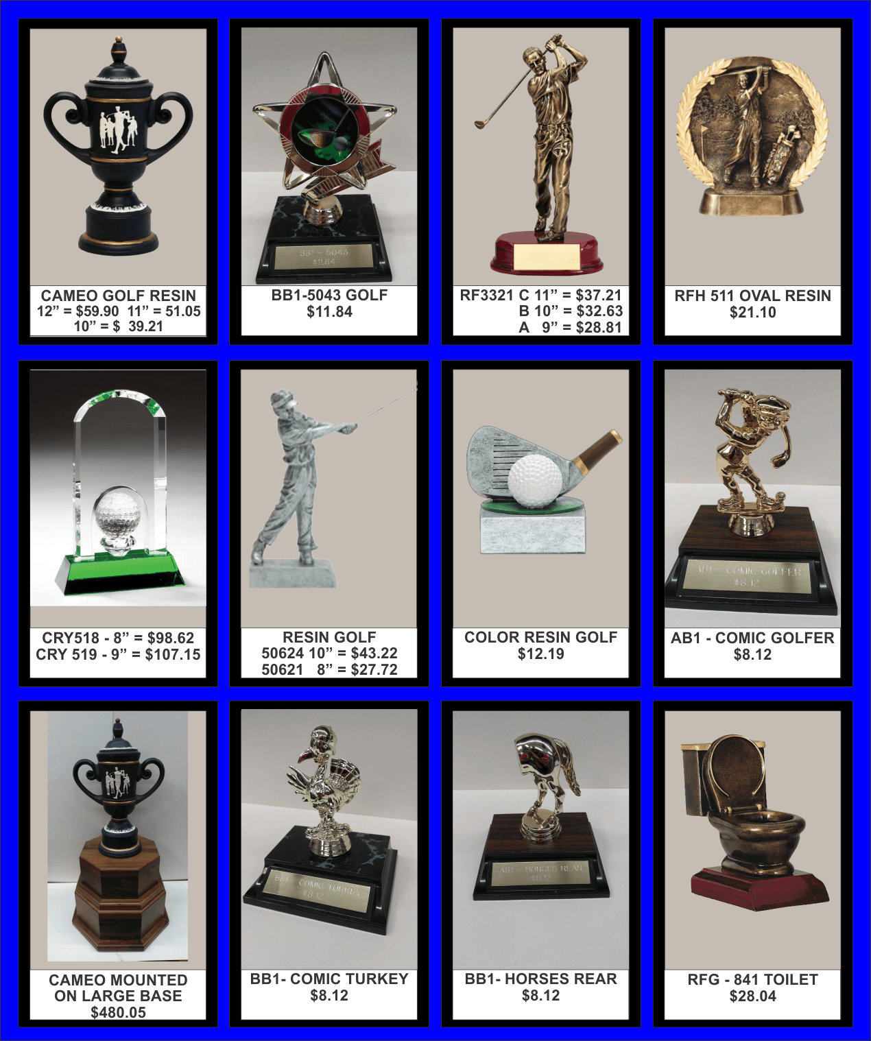 Golf trophies — Easley, SC — TU Engraving & Awards