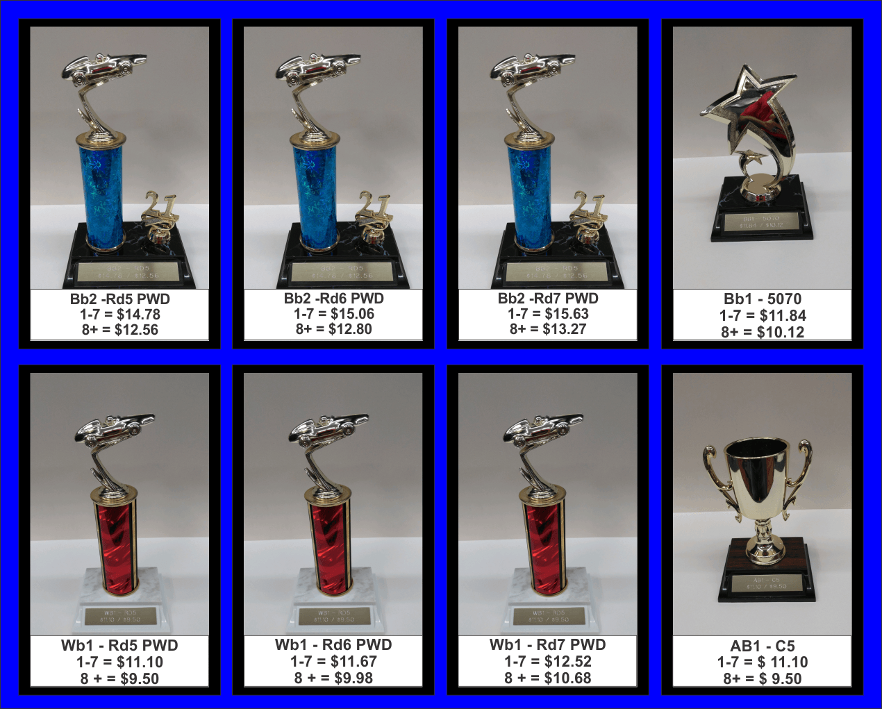 Pinewood Derby trophies — Easley, SC — TU Engraving & Awards