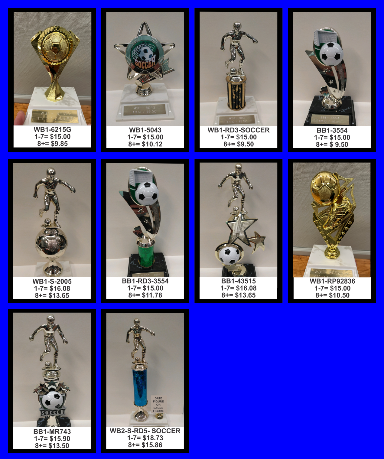 Soccer trophies — Easley, SC — TU Engraving & Awards