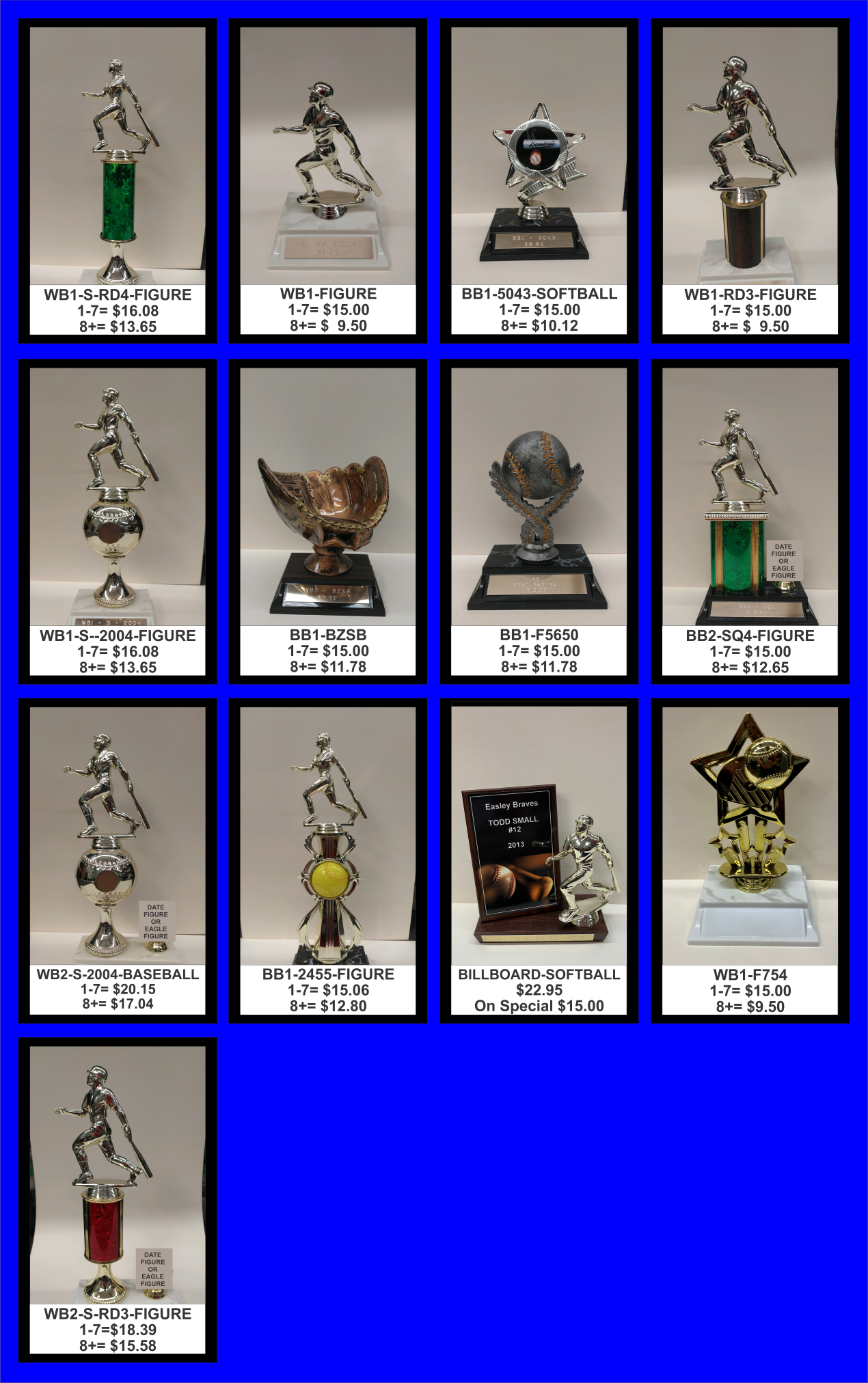 Softball trophies — Easley, SC — TU Engraving & Awards