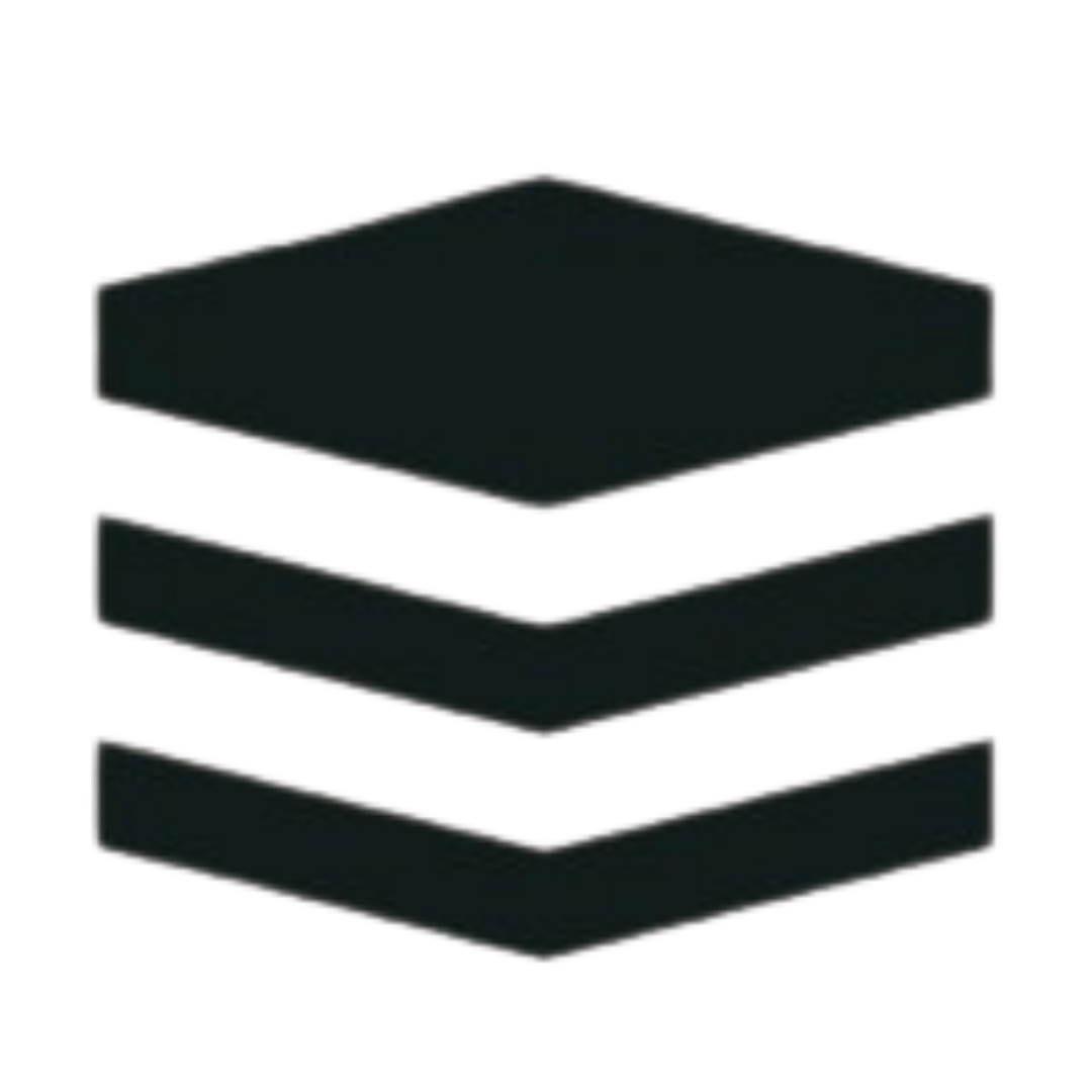 a black and white icon of a stack of blocks .