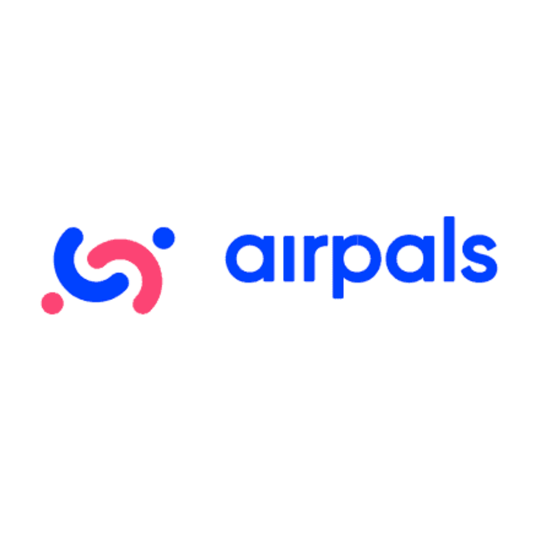 a blue and red logo for airpals on a white background .