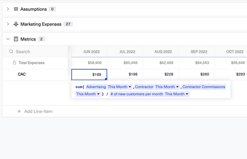 a screenshot of a website showing a table of marketing expenses .
