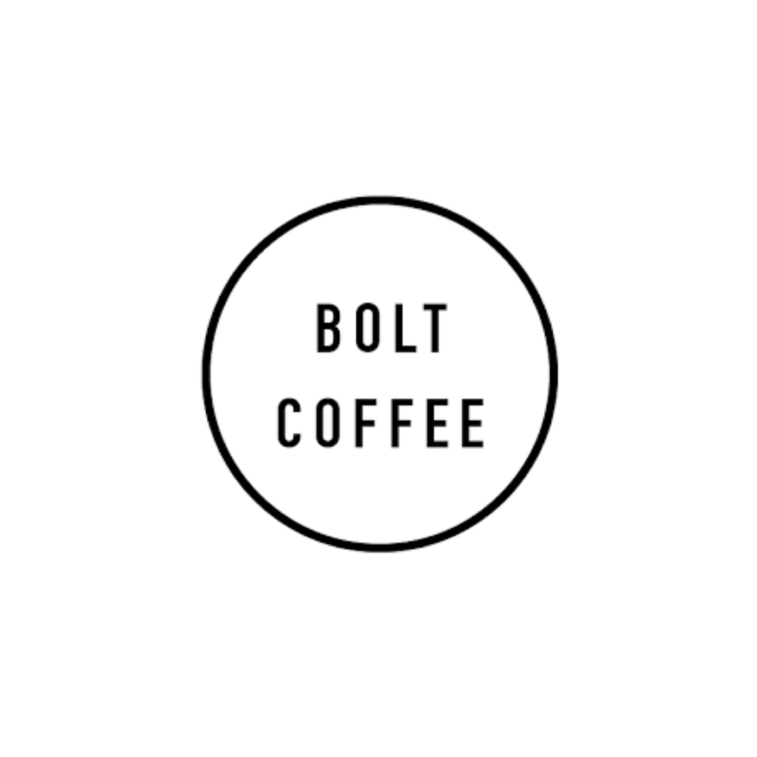 a black and white logo for bolt coffee on a white background .