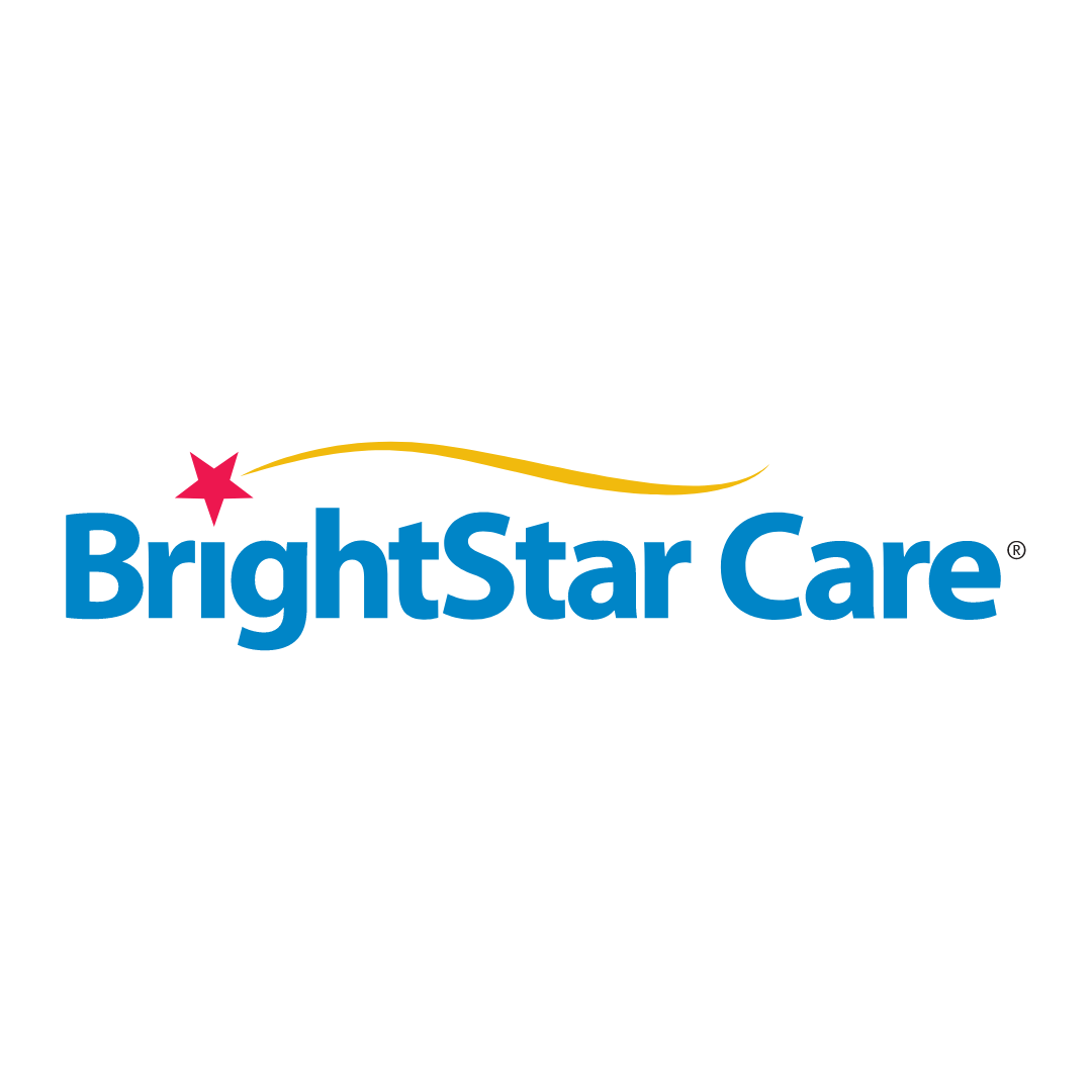 the brightstar care logo is blue and yellow with a red star .