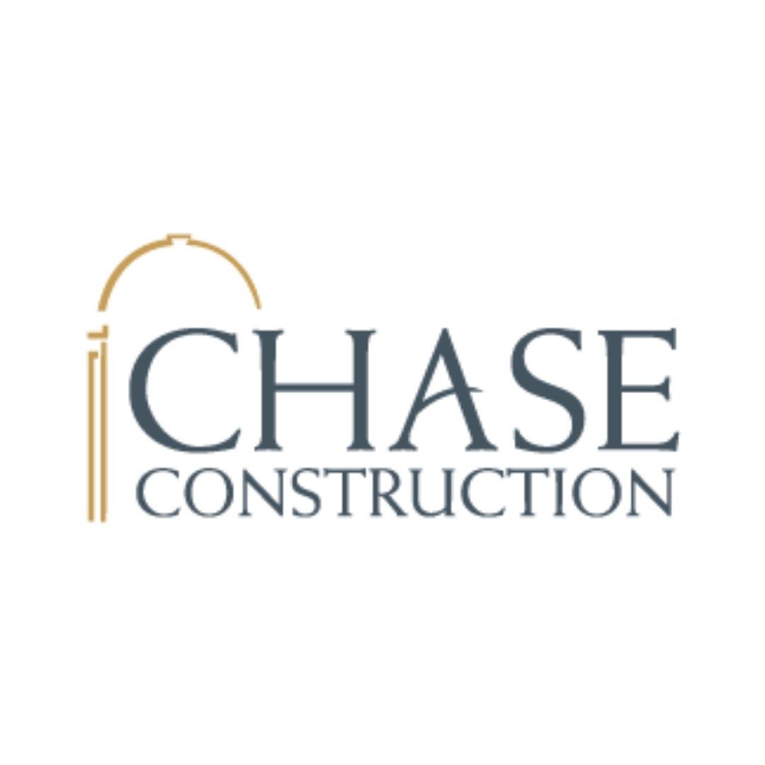 a logo for chase construction is shown on a white background