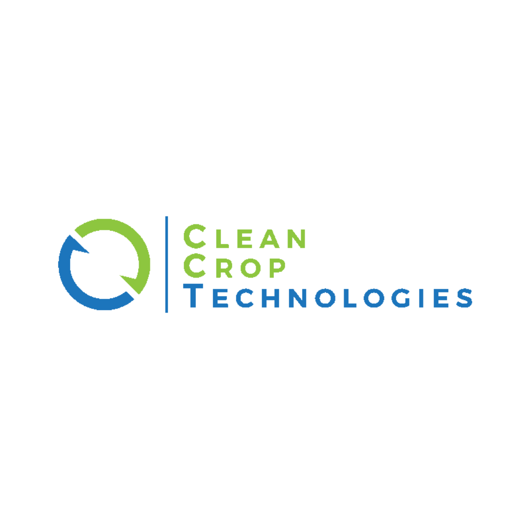 the logo for clean crop technologies is blue and green .
