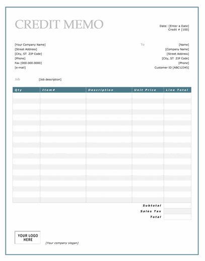 credit memo template
