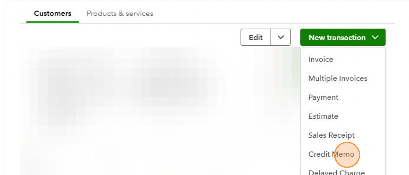 A screenshot of Quickbooks online showing a menu of options under new tractions.