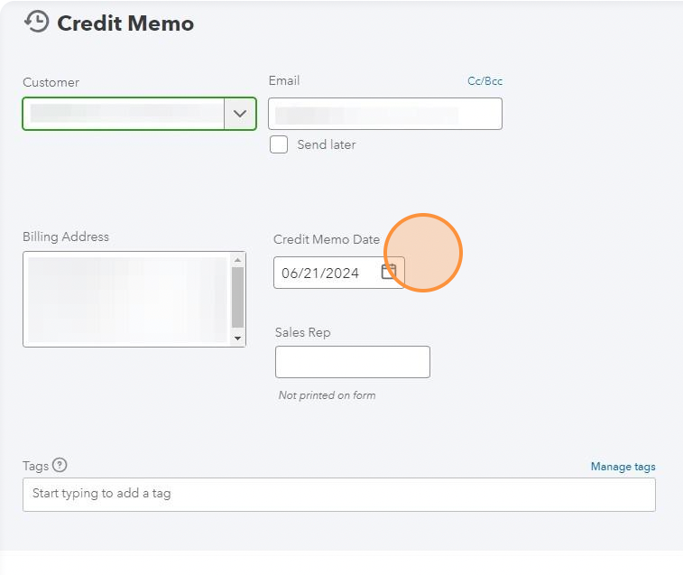 Credit memo in Quickbooks online